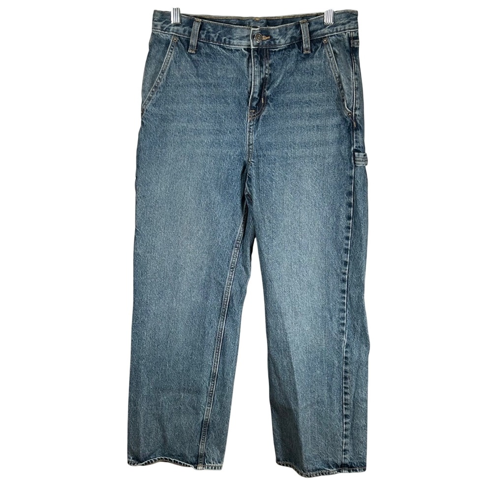 Old Navy Kids Baggy Carpenter Jeans Blue Denim Adjustable Waist Size 18